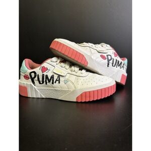 Puma‎ Women's Cali Athletic White Pink Blue Unicorn Shoes Size 5.5 Sneakers